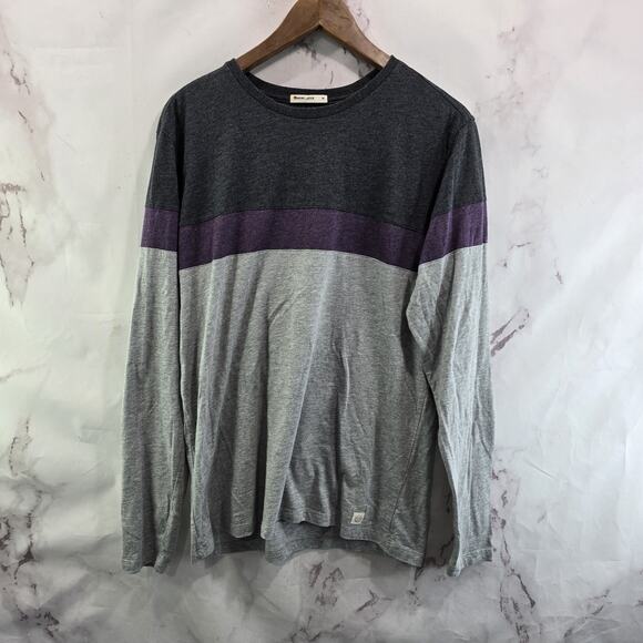Marine Layer T Shirt Mens Medium Long Sleeve Crew Neck Gray Purple Stripe - Picture 1 of 13